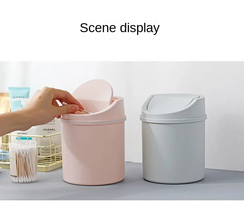 Mini Desktop Bin Small Trash Can Tube with Cover Bedroom Trash Garbage Can Clean Workspace Kitchen Storage Box Home Desk Dustbin