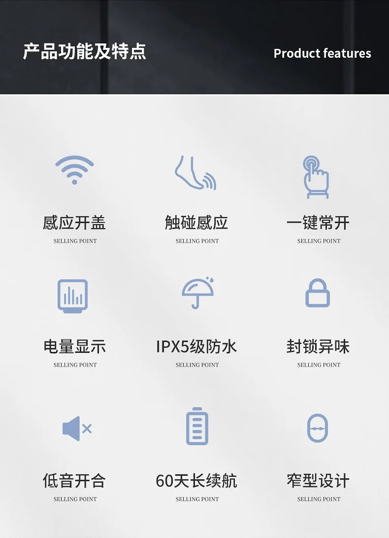 Smart Sensor Trash Can Electronic Automatic Household Bathroom Toilet Waterproof Narrow Seam Storage Bucket Smart Home Trash Bin Smart Sensor Trash Can Electronic Automatic Household Bathroom Toilet Waterproof Narrow Seam Storage Bucket Smart Home Trash Bin