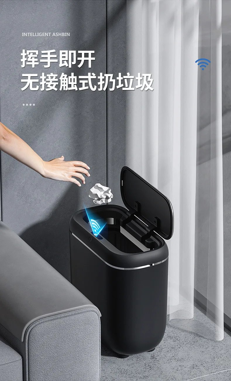 Smart Sensor Trash Can Electronic Automatic Household Bathroom Toilet Waterproof Narrow Seam Storage Bucket Smart Home Trash Bin Smart Sensor Trash Can Electronic Automatic Household Bathroom Toilet Waterproof Narrow Seam Storage Bucket Smart Home Trash Bin