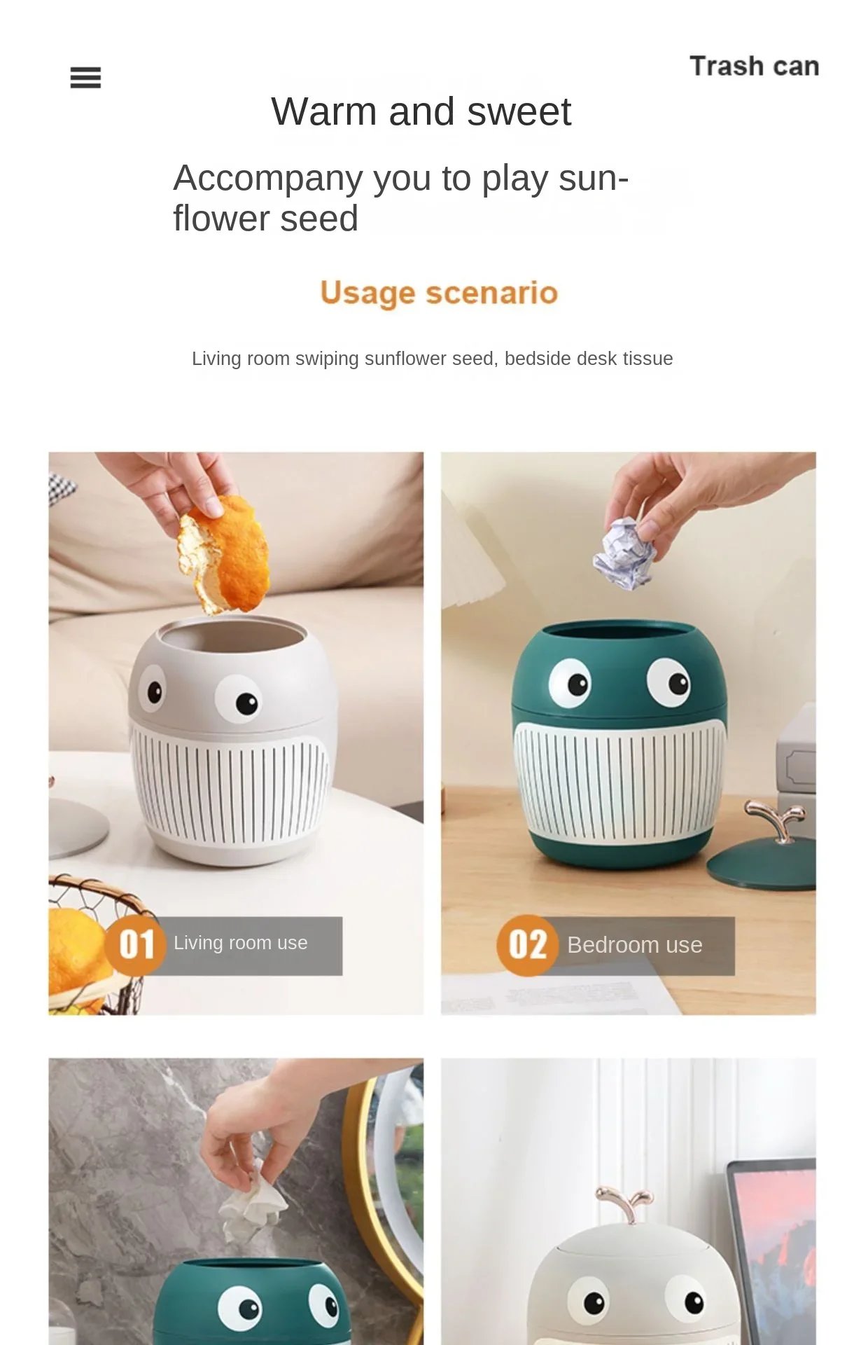 Mini Desktop Bin Little Whale Cute Trash Can with Cover Office Table Bedroom Garbage Can Workspace Storage Box Garbage Bucket