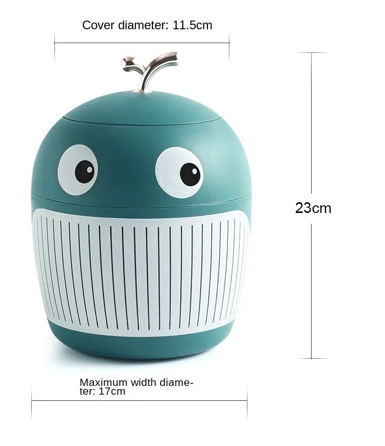 Mini Desktop Bin Little Whale Cute Trash Can with Cover Office Table Bedroom Garbage Can Workspace Storage Box Garbage Bucket