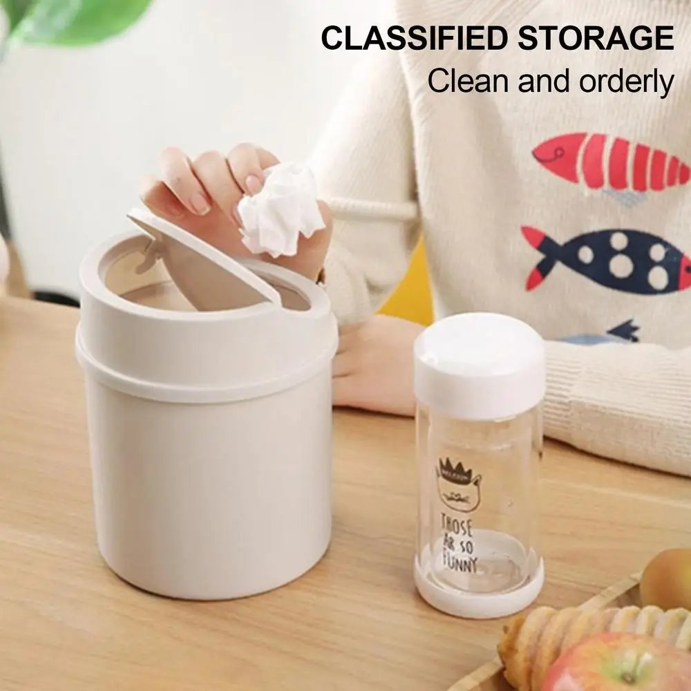 Mini Small Waste Bin With Lid Desktop Storage Box Home Garbage Basket Table Trash Bin Small Trash Can Wastebasket