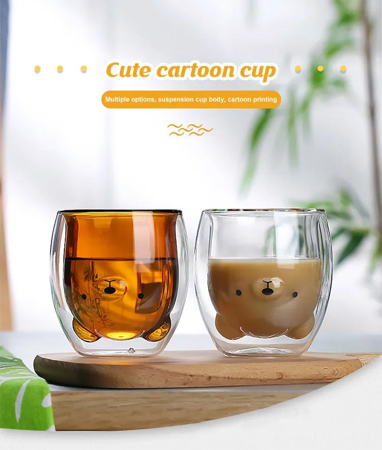 Creative Cute Bear Double-layer Coffee Mug Double Glass Cup Carton Animal Milk Glass Lady Cute Cat Duck Dog Gift Christmas Gift Creative Cute Bear Double-layer Coffee Mug Double Glass Cup Carton Animal Milk Glass Lady Cute Cat Duck Dog Gift Christmas Gift