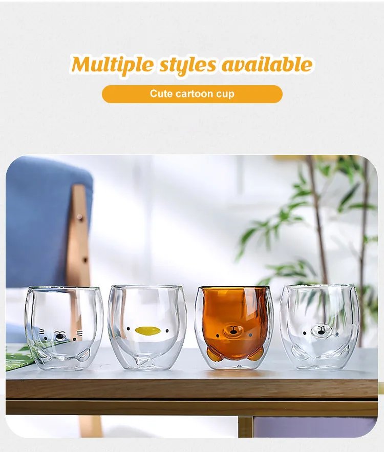 Creative Cute Bear Double-layer Coffee Mug Double Glass Cup Carton Animal Milk Glass Lady Cute Cat Duck Dog Gift Christmas Gift Creative Cute Bear Double-layer Coffee Mug Double Glass Cup Carton Animal Milk Glass Lady Cute Cat Duck Dog Gift Christmas Gift