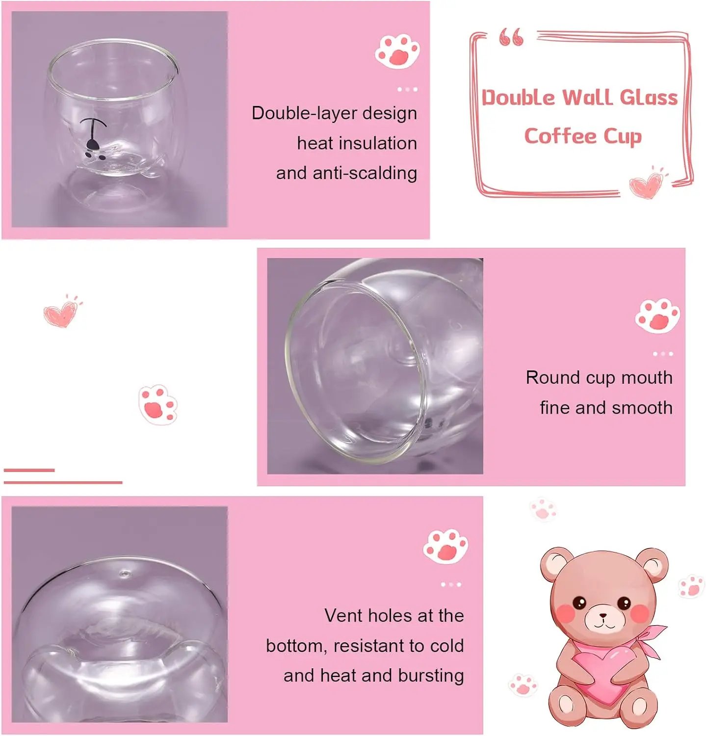 Creative Cute Bear Double-layer Coffee Mug Double Glass Cup Carton Animal Milk Glass Lady Cute Cat Duck Dog Gift Christmas Gift Creative Cute Bear Double-layer Coffee Mug Double Glass Cup Carton Animal Milk Glass Lady Cute Cat Duck Dog Gift Christmas Gift