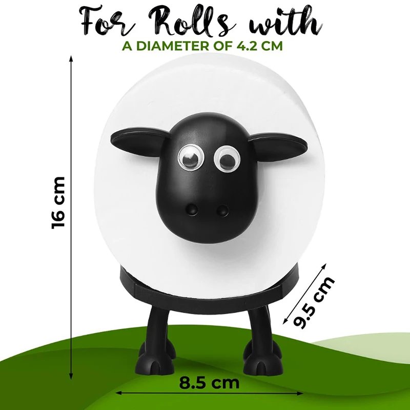 1/3PCS Sheep Toilet Roll Holder Funny Toilet Paper Holder Free Standing Bathroom Set Black Sheep Roll Rack Cute Bathroom Decor