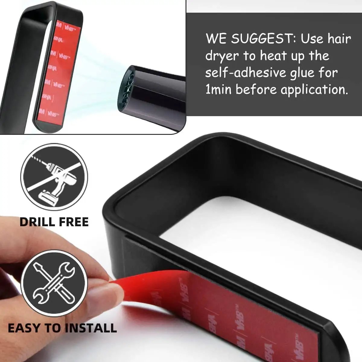 Adhesive Toilet Paper Holder Plastic Toilet Paper Roll Holder No Drilling Toilet Tissue Dispenser for Washrooms Bathroom Kitchen