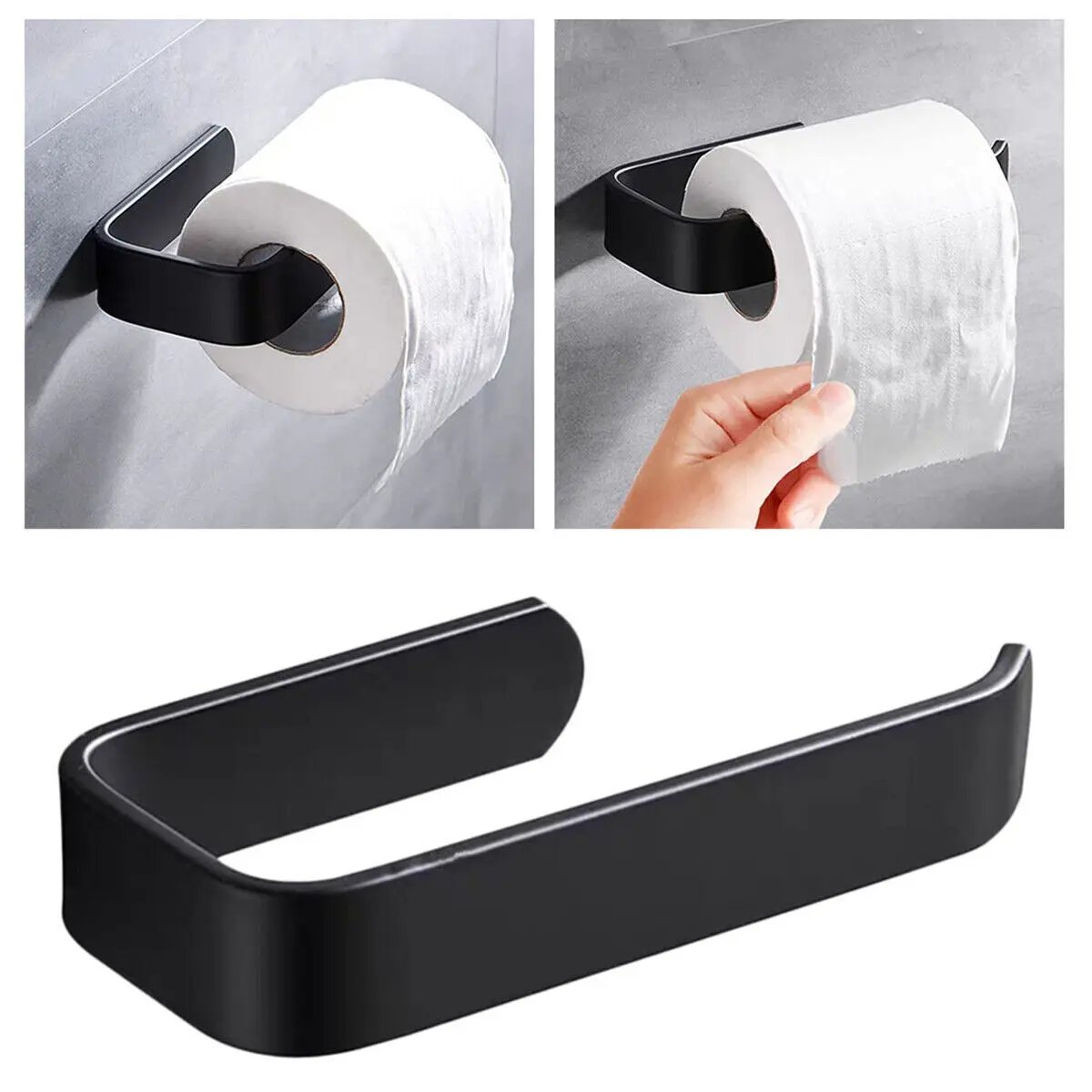 Adhesive Toilet Paper Holder Plastic Toilet Paper Roll Holder No Drilling Toilet Tissue Dispenser for Washrooms Bathroom Kitchen
