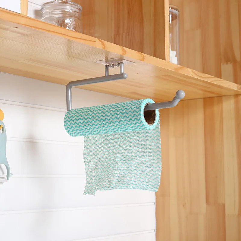 Kitchen Paper Roll Holder Bathroom Toilet Pape Storage Rack Towel Rack Cabinet Rag Hanging Holder Self-adhesive Kitchen Hook