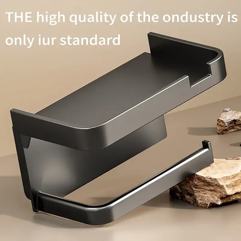 Wall Mounted Toilet Paper Holder Durable ABS Plastic No Drill Adhesive Tissue Rack Space Saving Storage Shelf Waterproof Materia