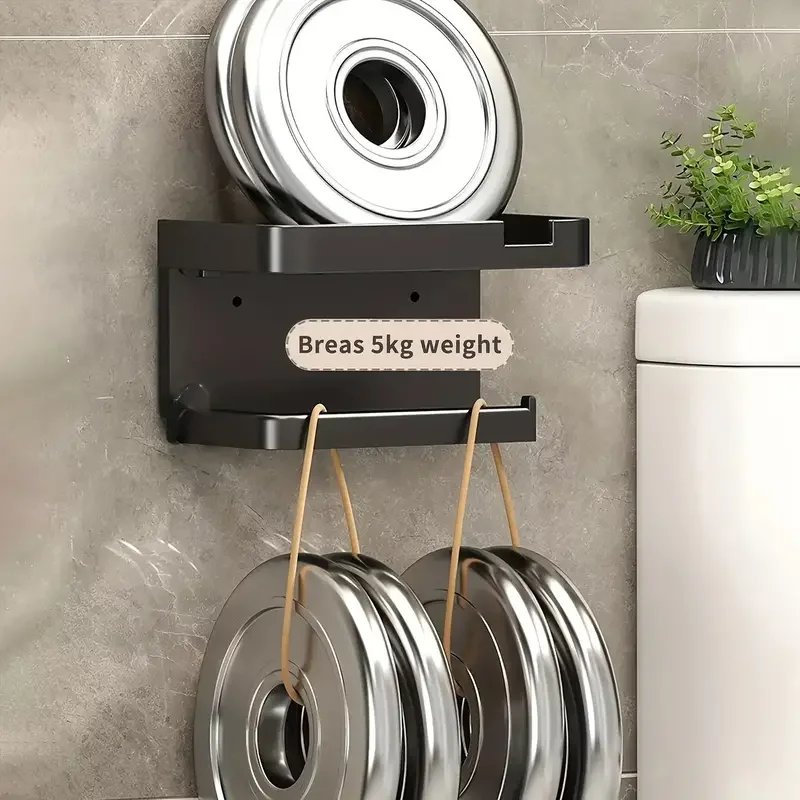 Wall Mounted Toilet Paper Holder Durable ABS Plastic No Drill Adhesive Tissue Rack Space Saving Storage Shelf Waterproof Materia