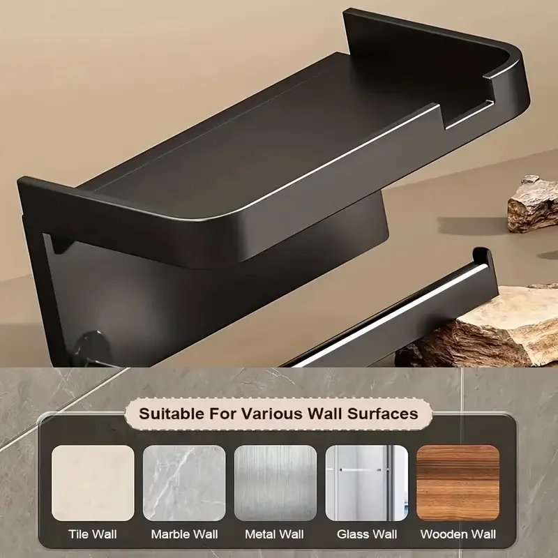 Wall Mounted Toilet Paper Holder Durable ABS Plastic No Drill Adhesive Tissue Rack Space Saving Storage Shelf Waterproof Materia