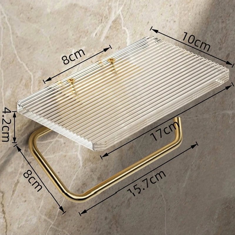 Luxury Gold Toilet Paper Holder with Shelf No Punching Acrylic Roll Paper Holder Tissue Hanger Bathroom Accessories Bathroom