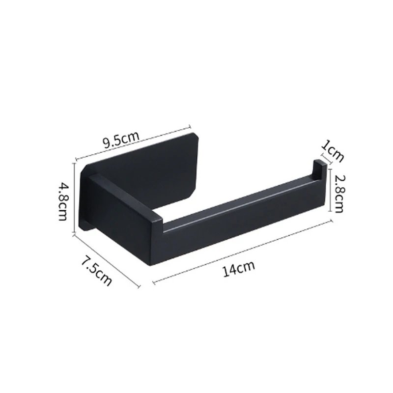 Stainless Steel Toilet Roll Holder Self Adhesive in Bathroom Tissue Paper Holder Black Finish Easy Installation no Screw