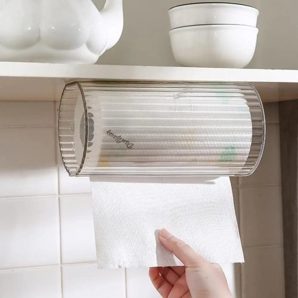 Wall-mounted Bathroom Tissue Box Transparent Kitchen Paper Storage Case Punch-free Toilet Napkins Holder Organizer Case