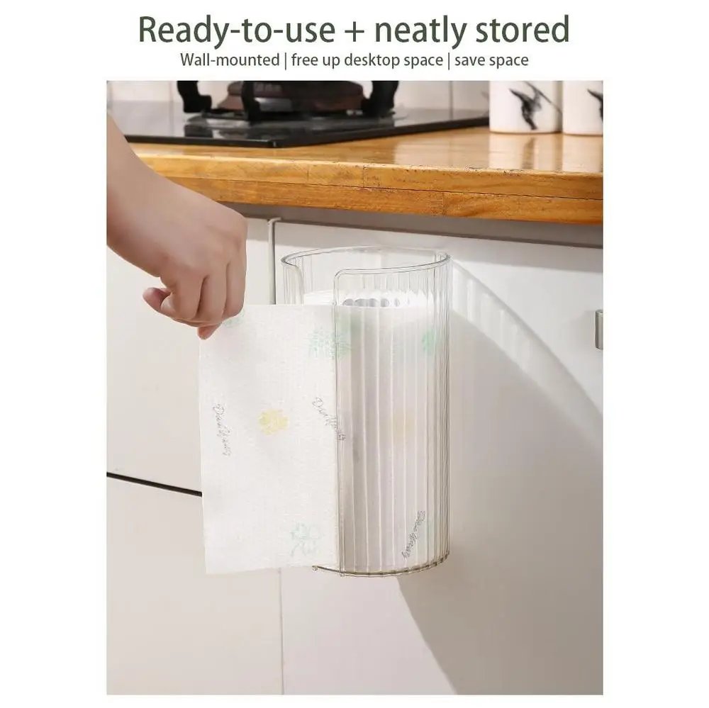 Wall-mounted Bathroom Tissue Box Transparent Kitchen Paper Storage Case Punch-free Toilet Napkins Holder Organizer Case