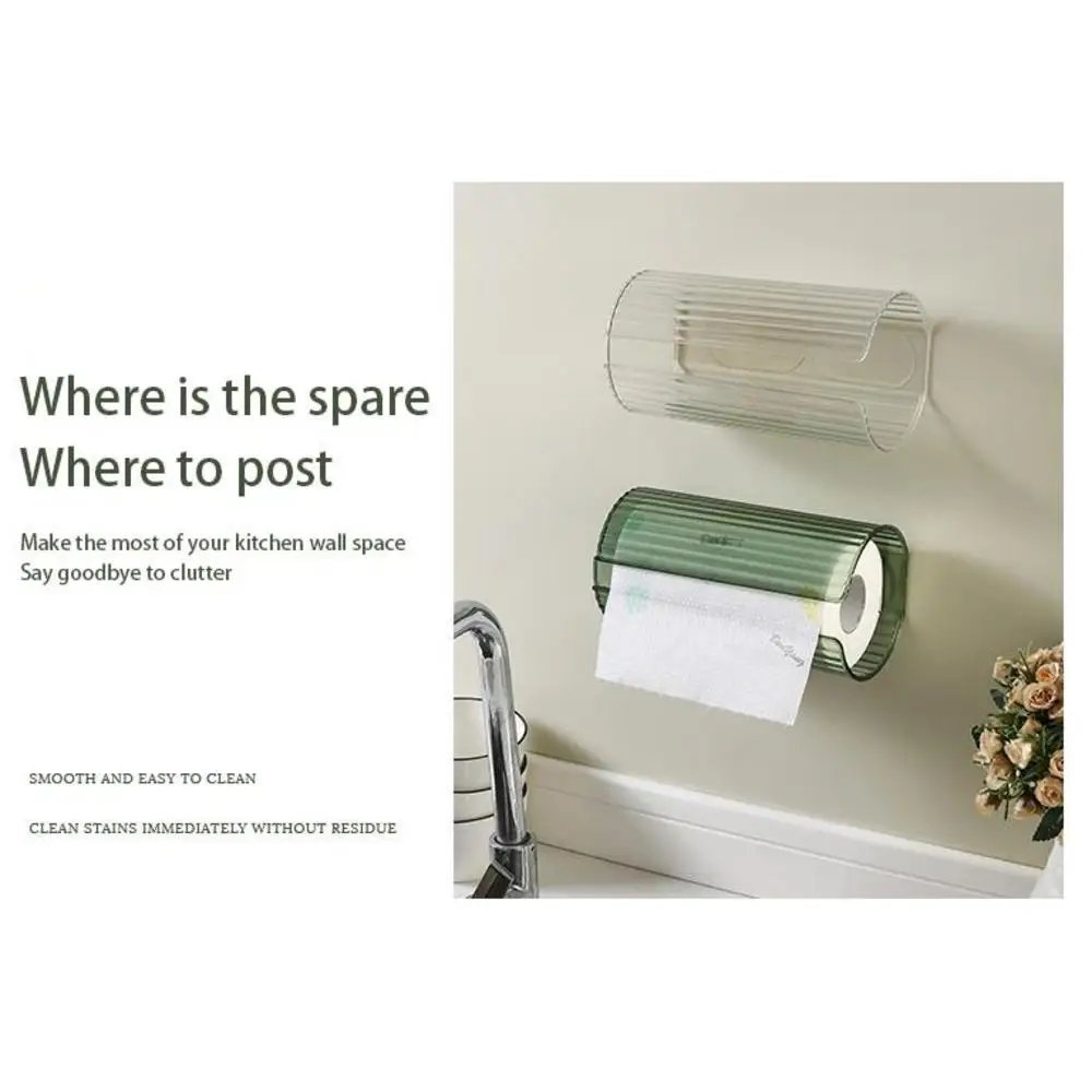Wall-mounted Bathroom Tissue Box Transparent Kitchen Paper Storage Case Punch-free Toilet Napkins Holder Organizer Case