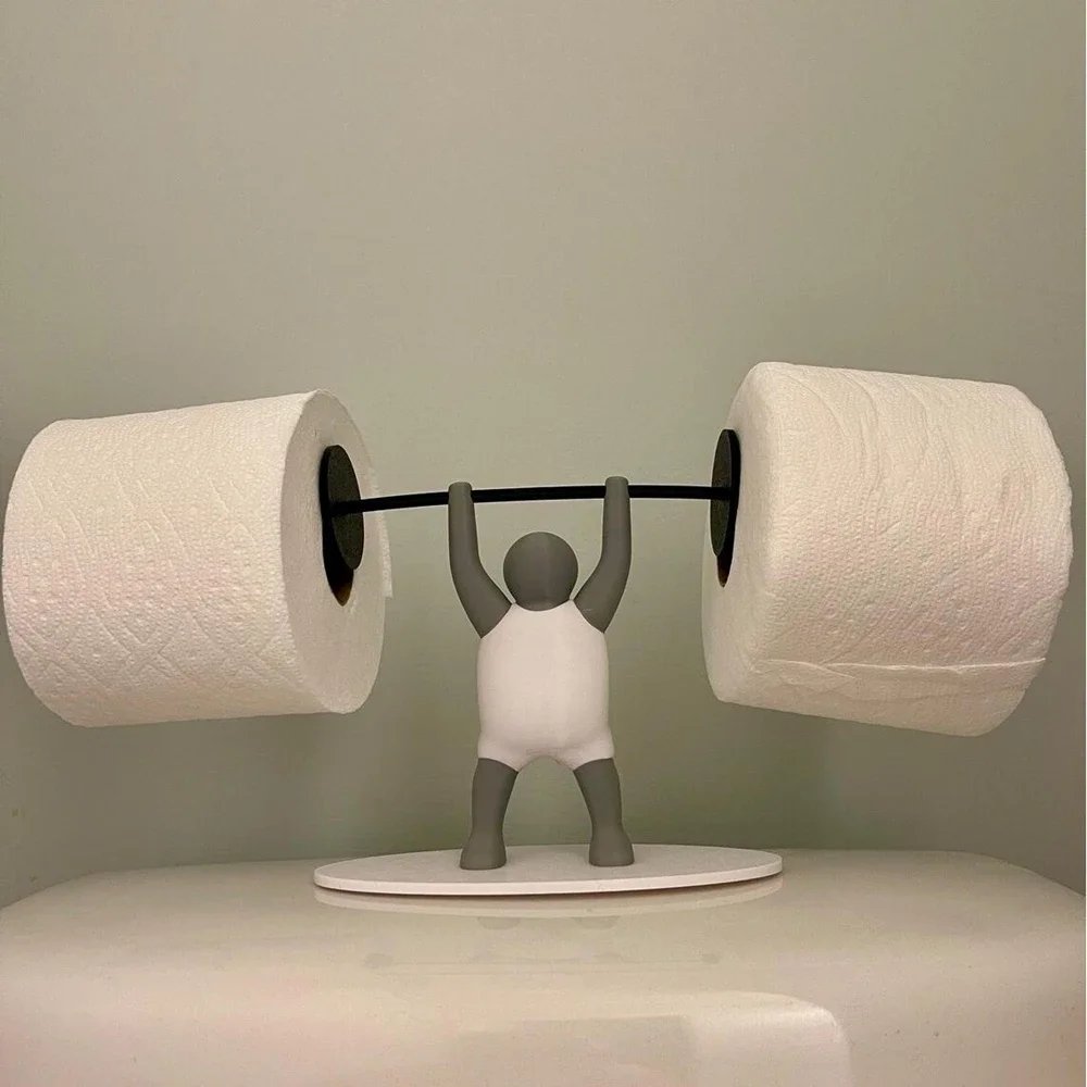Funny Weightlifter Toilet Paper Holder Rack Shelf Tissue Roll Hanger Tissue Towel Roll Dispenser Bathroom Kitchen Accessories
