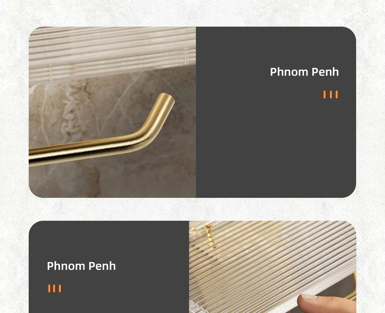 Luxury Gold Toilet Paper Holder with Shelf No Punching Acrylic Roll Paper Holder Tissue Hanger Bathroom Accessories Bathroom
