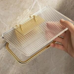 Luxuriöser Goldener Toilettenpapierhalter mit Ablage - Ohne Bohren - Acryl Papierrollenhalter - Taschentuchhalter Badezimmerzubehör
