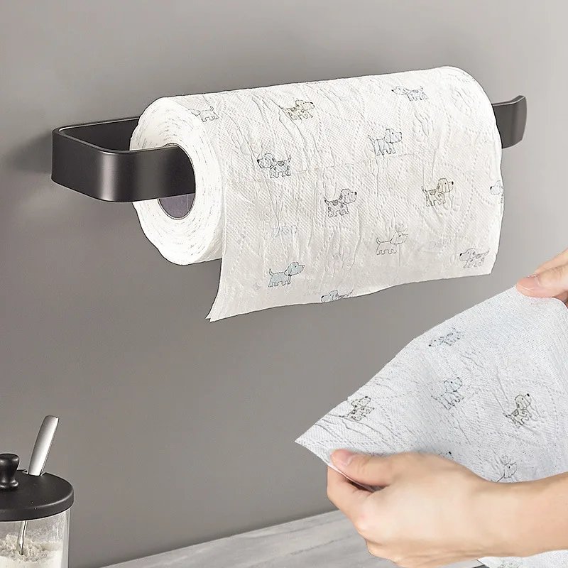 1pc Wall Mounted Plastic Toilet Paper Holder No Punching Tissue Towel Roll Bathroom Towel Rack Kitchen Bathroom Accessories