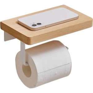 Massiver Holz-Toilettenpapierhalter - Schlagfreier Telefonablagesatz - Badezimmerzubehör & -bedarf