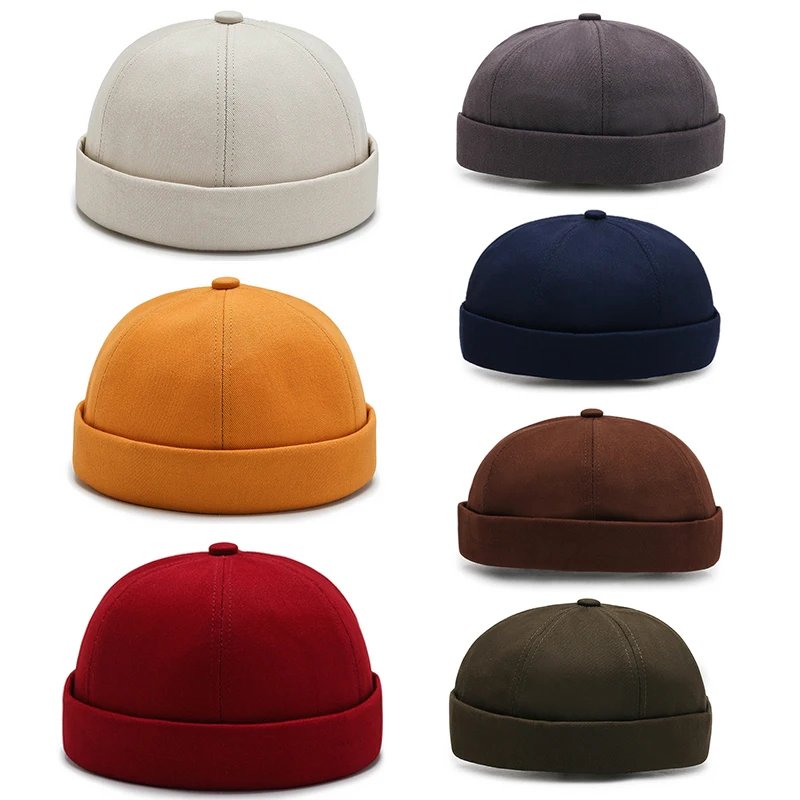Vintage Men's Summer Cotton Brimless Skullies Cap Street Portable Docker Hats Multipurpose Beanie Hat Hip Hop Hats Japanese INS Vintage Men's Summer Cotton Brimless Skullies Cap Street Portable Docker Hats Multipurpose Beanie Hat Hip Hop Hats Japanese INS