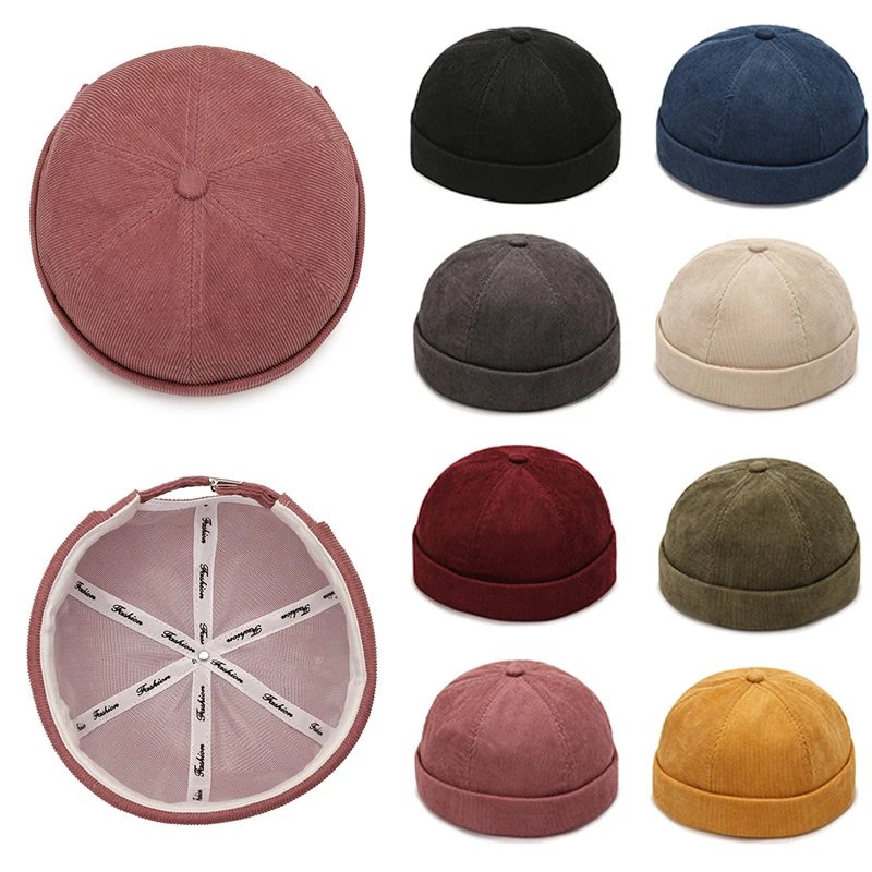 Vintage Men's Summer Cotton Brimless Skullies Cap Street Portable Docker Hats Multipurpose Beanie Hat Hip Hop Hats Japanese INS Vintage Men's Summer Cotton Brimless Skullies Cap Street Portable Docker Hats Multipurpose Beanie Hat Hip Hop Hats Japanese INS