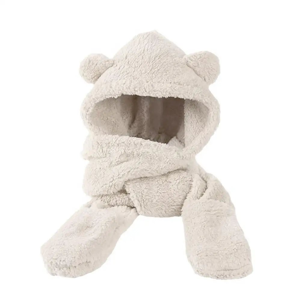 Winter Women Warm Beanies Caps Warm Bear Ear Hat Casual Plush Hat Scarf Set Casual Solid Women Caps Winter Women Warm Beanies Caps Warm Bear Ear Hat Casual Plush Hat Scarf Set Casual Solid Women Caps