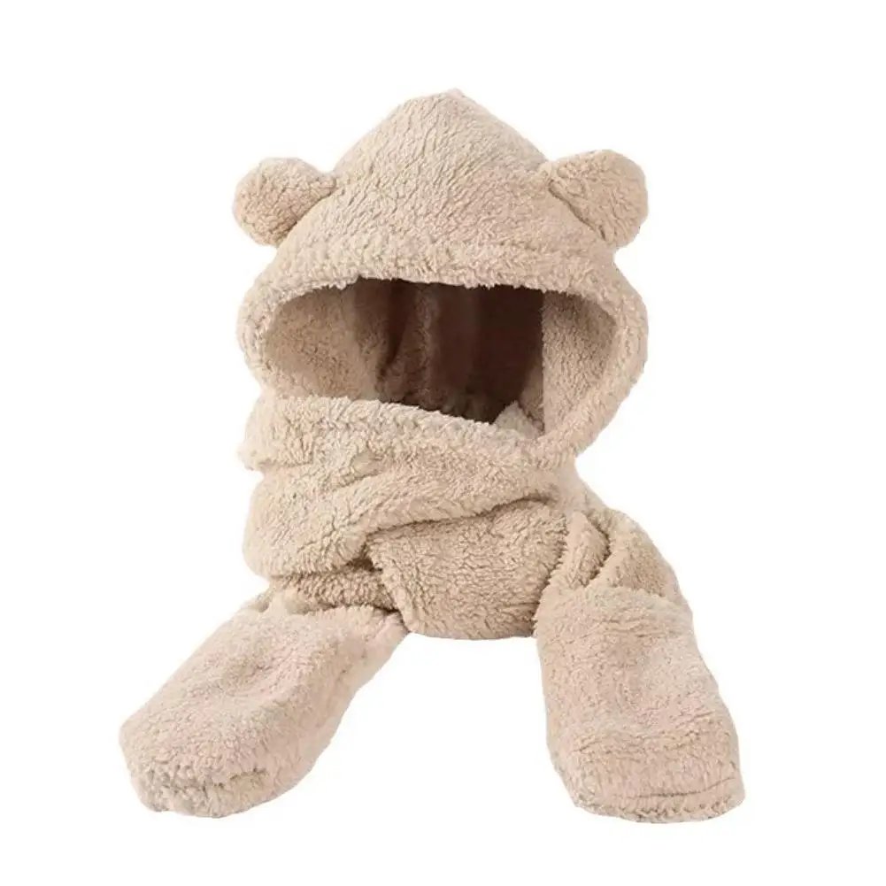 Winter Women Warm Beanies Caps Warm Bear Ear Hat Casual Plush Hat Scarf Set Casual Solid Women Caps Winter Women Warm Beanies Caps Warm Bear Ear Hat Casual Plush Hat Scarf Set Casual Solid Women Caps