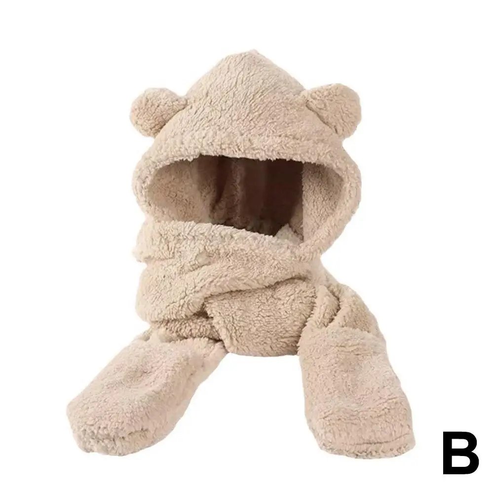 Winter Women Warm Beanies Caps Warm Bear Ear Hat Casual Plush Hat Scarf Set Casual Solid Women Caps Winter Women Warm Beanies Caps Warm Bear Ear Hat Casual Plush Hat Scarf Set Casual Solid Women Caps