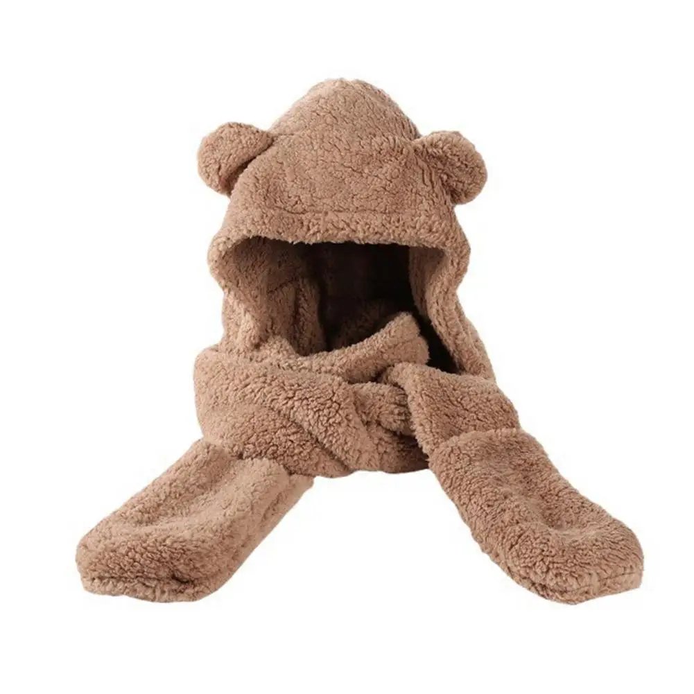 Winter Women Warm Beanies Caps Warm Bear Ear Hat Casual Plush Hat Scarf Set Casual Solid Women Caps Winter Women Warm Beanies Caps Warm Bear Ear Hat Casual Plush Hat Scarf Set Casual Solid Women Caps