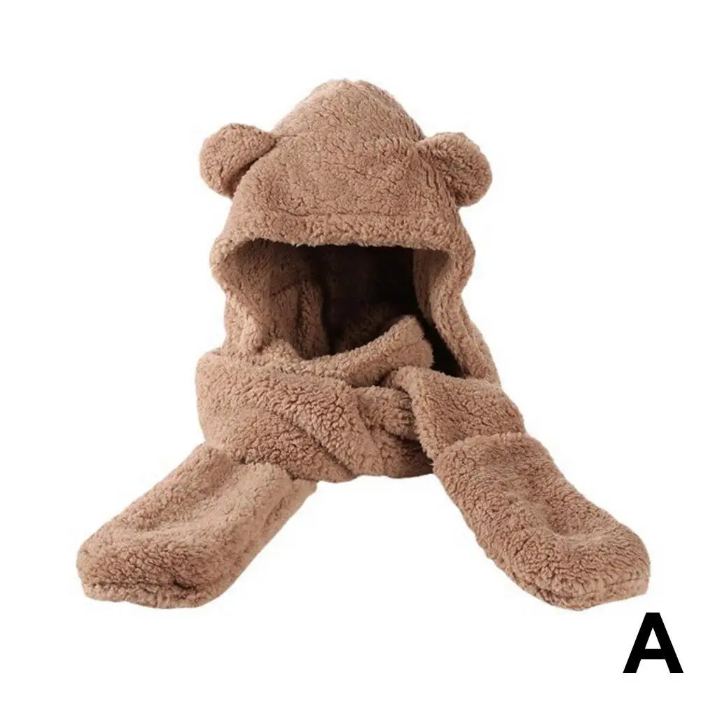 Winter Women Warm Beanies Caps Warm Bear Ear Hat Casual Plush Hat Scarf Set Casual Solid Women Caps Winter Women Warm Beanies Caps Warm Bear Ear Hat Casual Plush Hat Scarf Set Casual Solid Women Caps