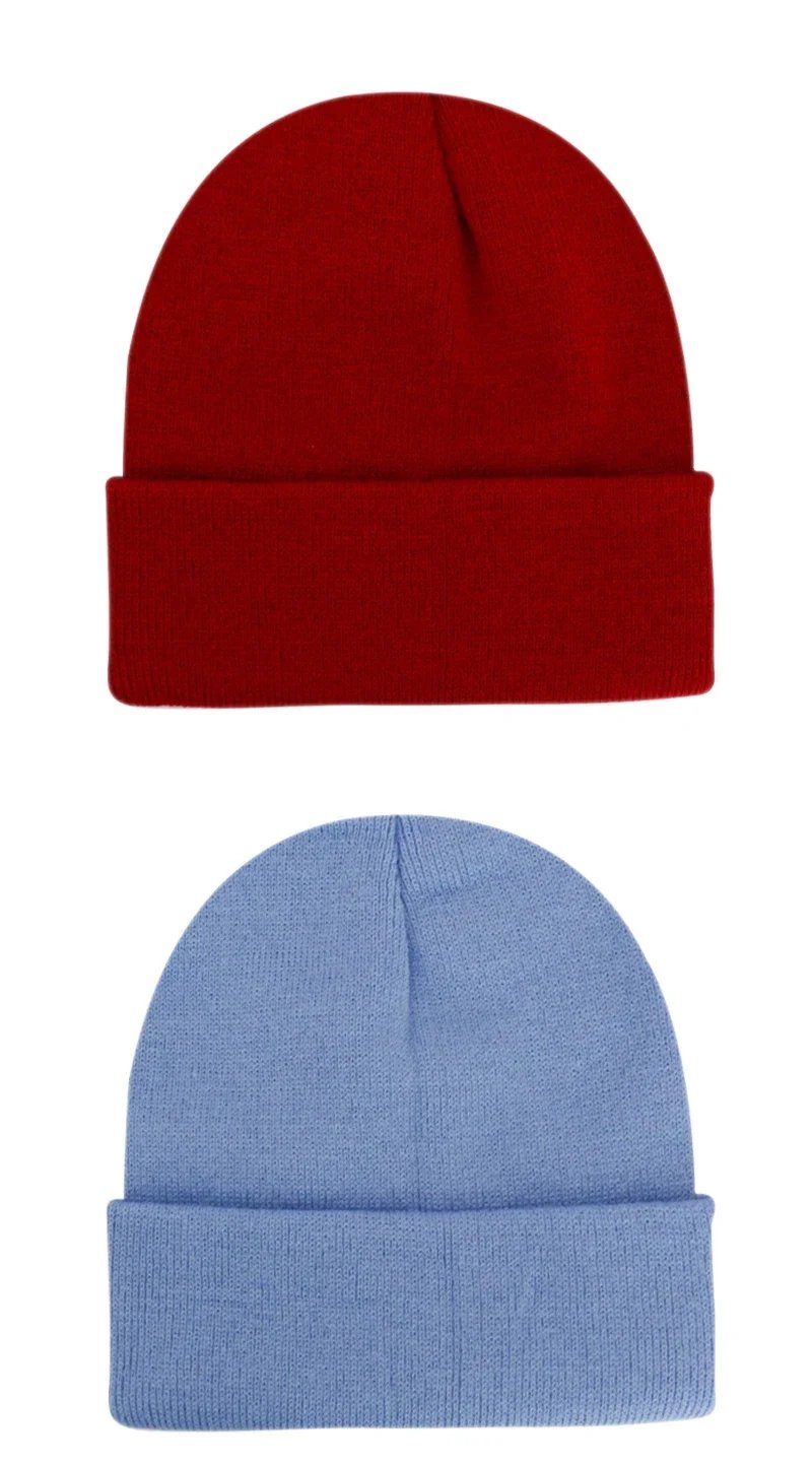 New Custom Logo Unisex Knitted Hat Outdoor Warm Men Solid Color Crimping Skullies Beanie Cap Hip Hop for Women Winter Ski Caps