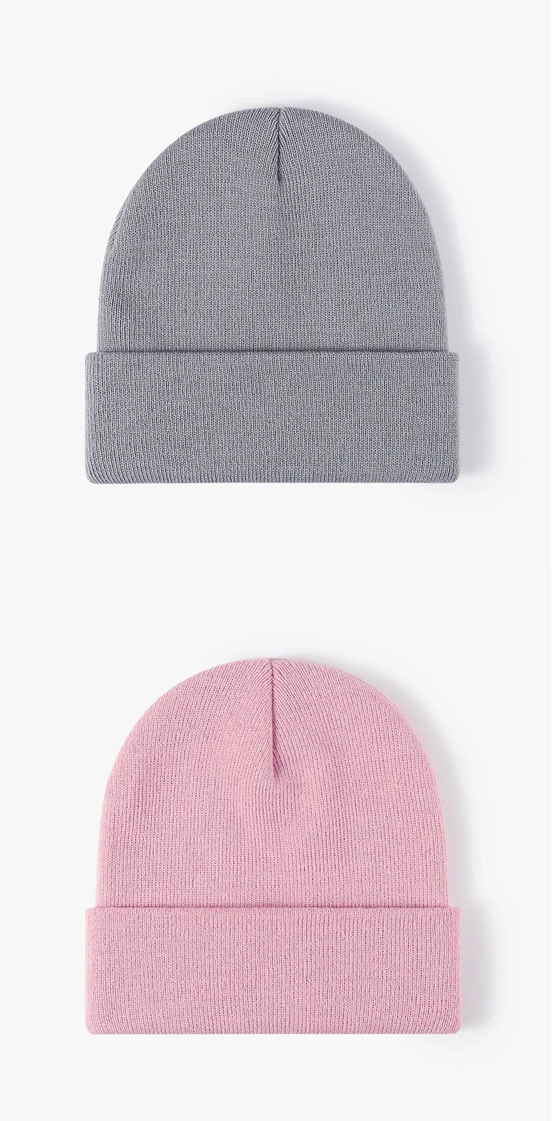 New Custom Logo Unisex Knitted Hat Outdoor Warm Men Solid Color Crimping Skullies Beanie Cap Hip Hop for Women Winter Ski Caps