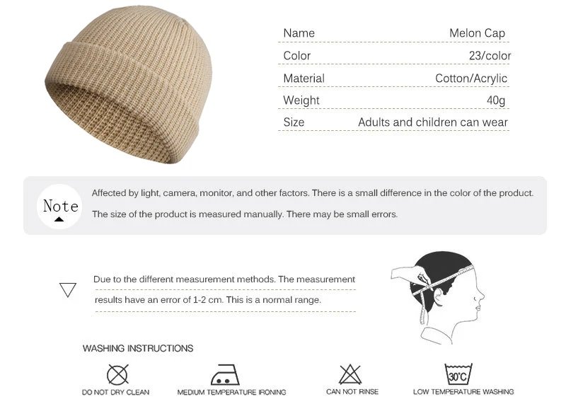 Fashion Hip Hop Beanie Knitted Hat Men Skullcap Women Winter Warm Brimless Baggy Melon Cap Cuff Docker Fisherman Beanies Hats