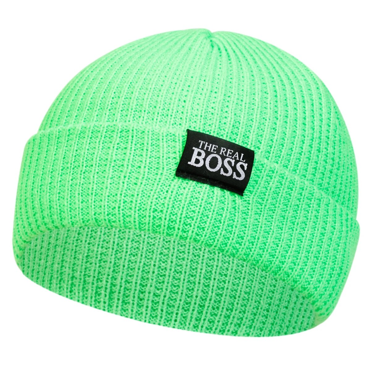 Unisex THE REAL BOSS Letter Label Embroidery Beanies Autumn Winter Warm Knitted Hats Hip Hop Cap Beanie Hat Caps For Women Men