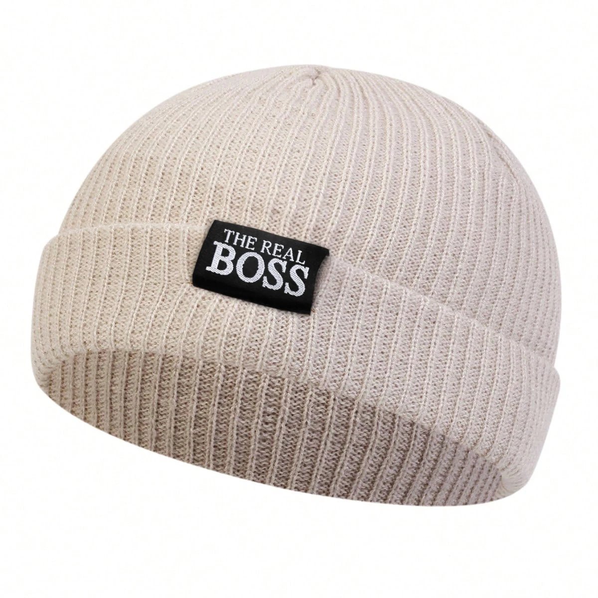 Unisex THE REAL BOSS Letter Label Embroidery Beanies Autumn Winter Warm Knitted Hats Hip Hop Cap Beanie Hat Caps For Women Men