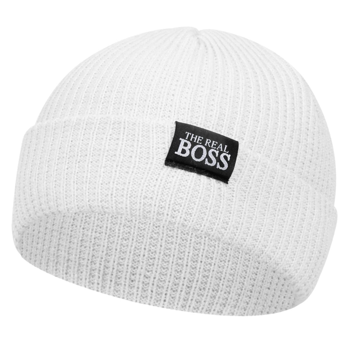 Unisex THE REAL BOSS Letter Label Embroidery Beanies Autumn Winter Warm Knitted Hats Hip Hop Cap Beanie Hat Caps For Women Men