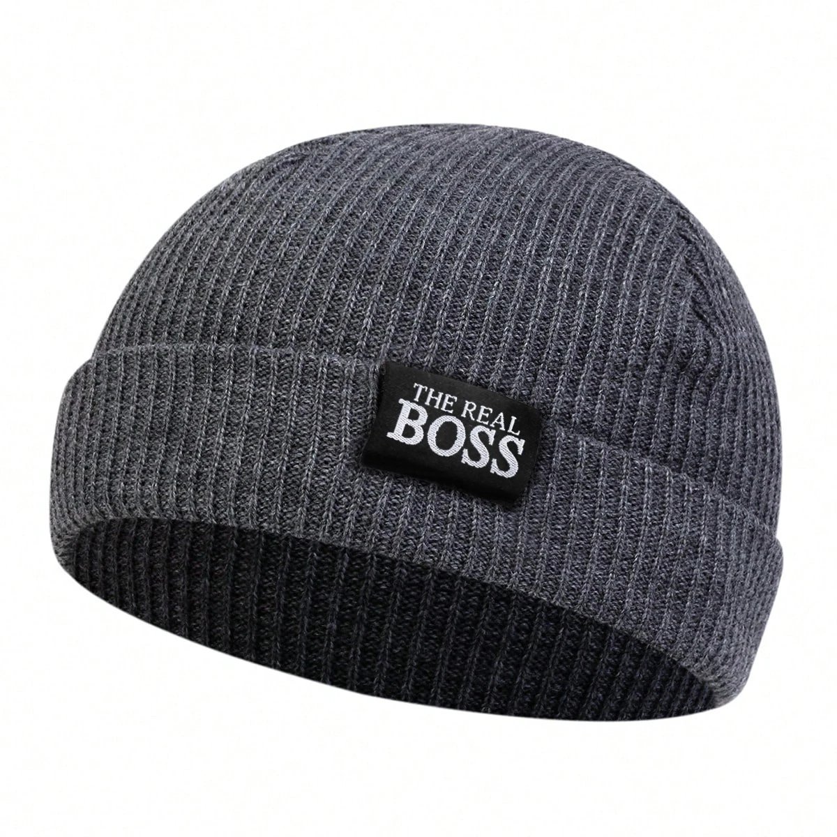 Unisex THE REAL BOSS Letter Label Embroidery Beanies Autumn Winter Warm Knitted Hats Hip Hop Cap Beanie Hat Caps For Women Men