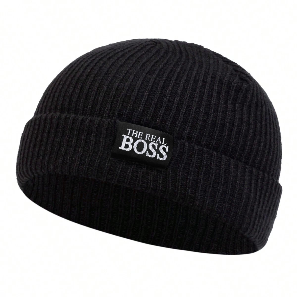 Unisex THE REAL BOSS Letter Label Embroidery Beanies Autumn Winter Warm Knitted Hats Hip Hop Cap Beanie Hat Caps For Women Men