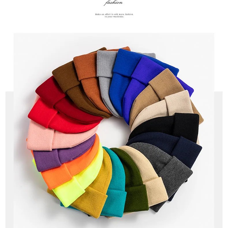 23Colors New Korean Wool Acrylic Knitted Caps Women Men Solid Skullcap Autumn Winter Warm Elastic Skullies Beanies Cap Unisex 23Colors New Korean Wool Acrylic Knitted Caps Women Men Solid Skullcap Autumn Winter Warm Elastic Skullies Beanies Cap Unisex