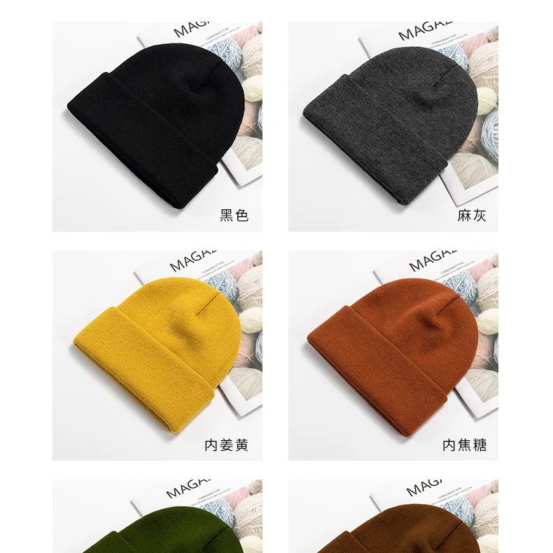 23Colors New Korean Wool Acrylic Knitted Caps Women Men Solid Skullcap Autumn Winter Warm Elastic Skullies Beanies Cap Unisex 23Colors New Korean Wool Acrylic Knitted Caps Women Men Solid Skullcap Autumn Winter Warm Elastic Skullies Beanies Cap Unisex
