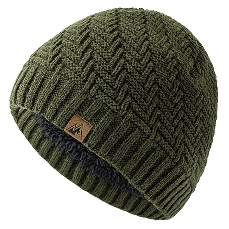 Unisex Peak Labal Winter Hats Fashion Knitted Hats For Men And Women Beanie Cap Outdoor Plush Fur Lined Warm Sports Hats