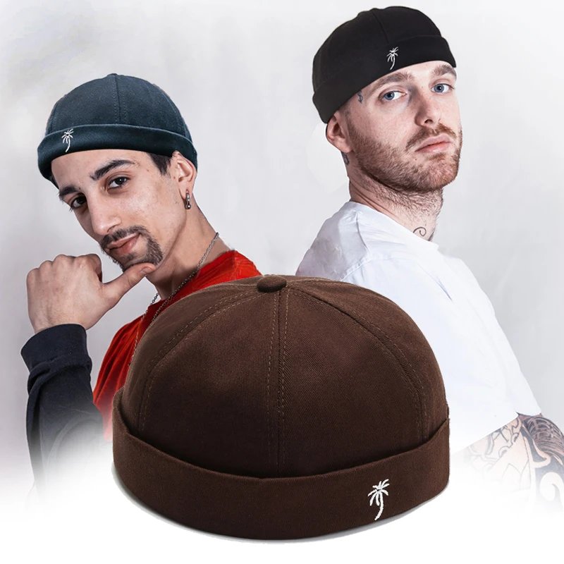 Vintage Dome Hat Mens Melon Beanie Cap Solid Color Docker Hat Unisex adjustable Winter Hat for Women men Bonnet Beanies