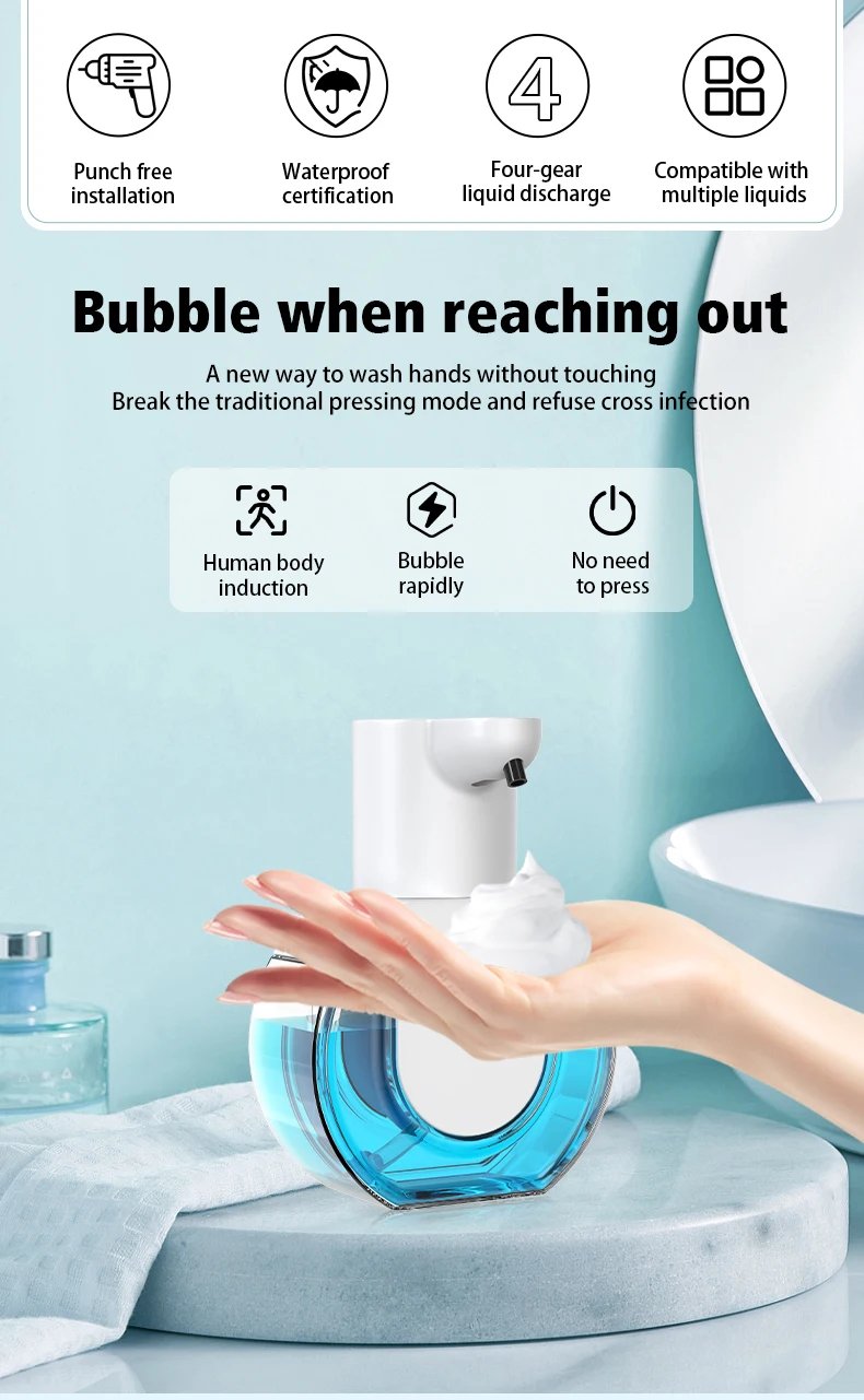 Smart Foam Soap Dispenser USB Charging Touchless Hand Washer Automatic Induction Sensor 8000mAh Foam Hand Washer For Home