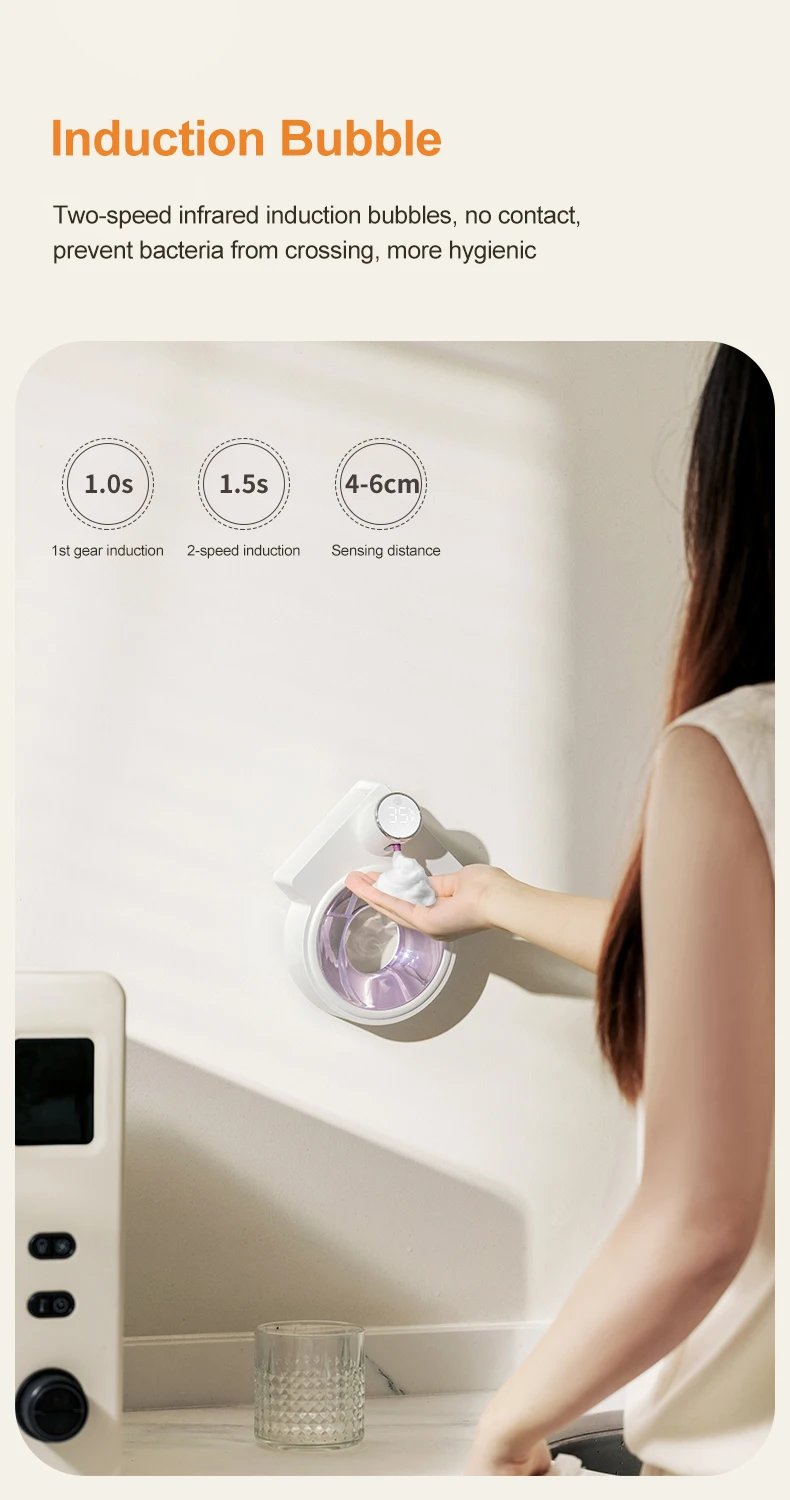 Automatic Induction Foam Soap Dispenser Smart Liquid Soap Dispenser Auto Touchless USB Charging Hand Washer for Kitchen Bathroom