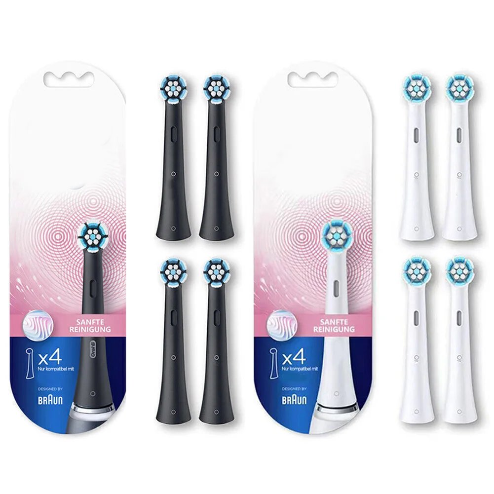 Replacement Toothbrush Heads for Oral-B IO Electric Toothbrush - 4 Pack Black or White Attachments
