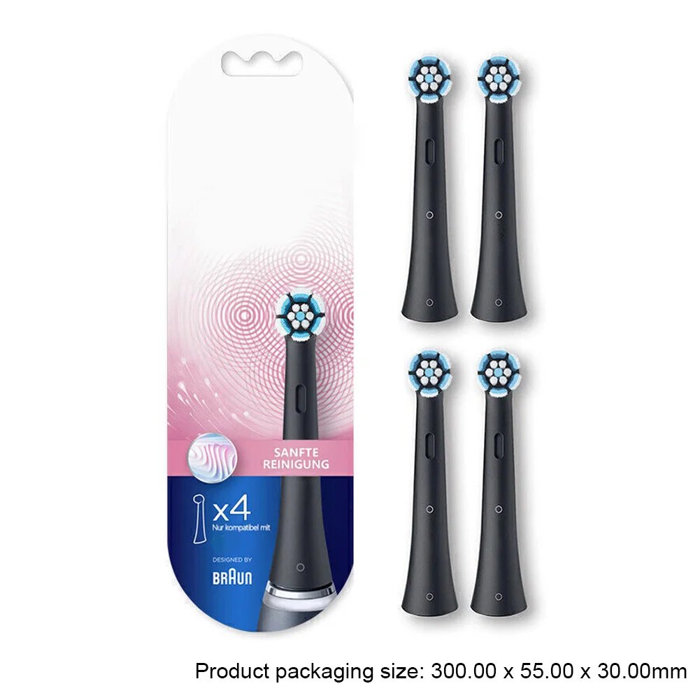 Replacement Toothbrush Heads for Oral-B IO Electric Toothbrush - 4 Pack Black or White Attachments