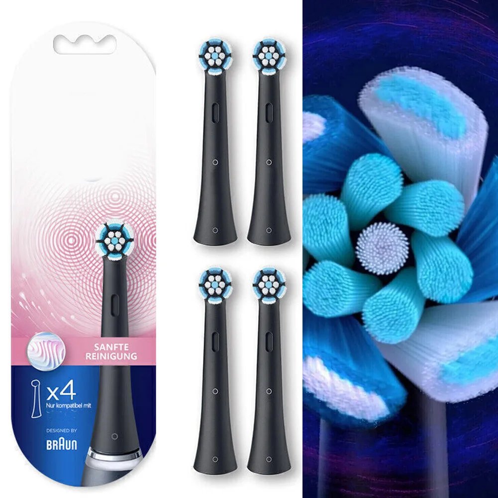 Replacement Toothbrush Heads for Oral-B IO Electric Toothbrush - 4 Pack Black or White Attachments